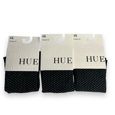 Hue Womens Micro Dot Knee Hi Socks Black Polka Dot Dotted 3 Pair One Size